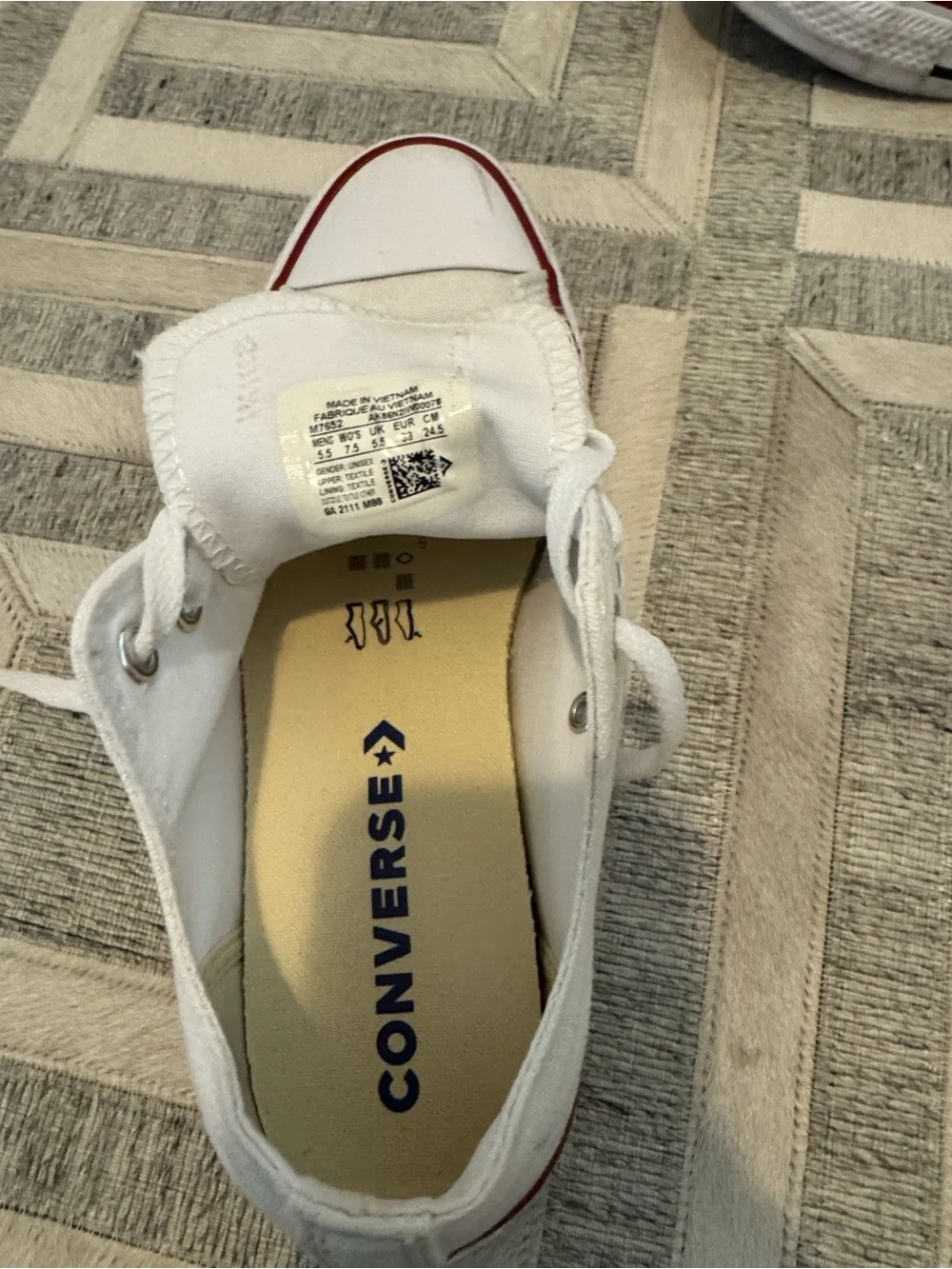 Converse White Low-Top Sneakers with Red Trim